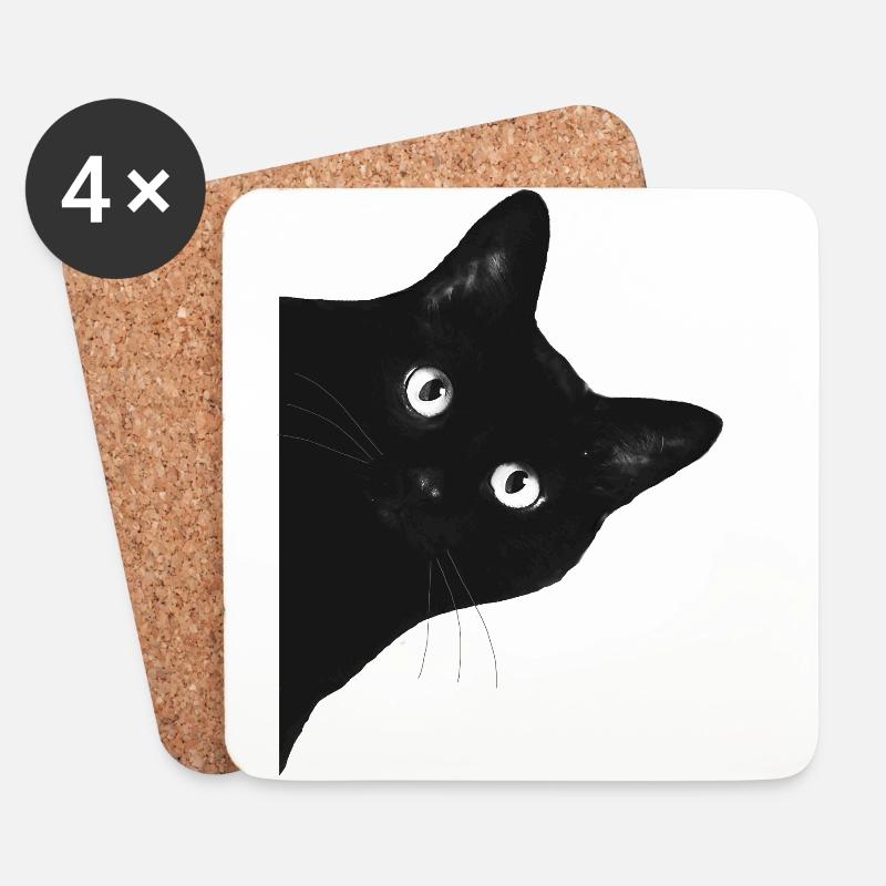 Katze - Untersetzer (4er-Set) - Weiß