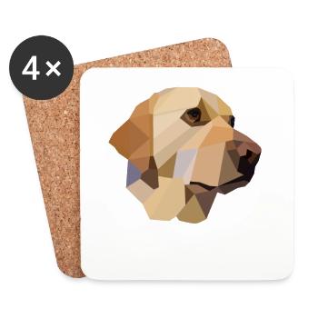 Conception de polygone de cadeau canin chien Labrador jaune - Dessous de verre (lot de 4) - blanc - Devant