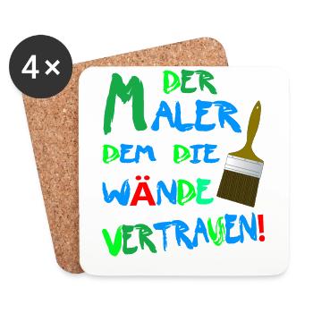 Der Maler dem die Wände Vertrauen! Maler-Lackierer - Untersetzer (4er-Set) - Weiß - Vorne