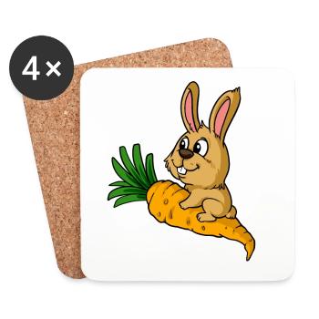 Hase Kaninchen Möhre Karotte Vegan Vegetarier - Untersetzer (4er-Set) - Weiß - Vorne