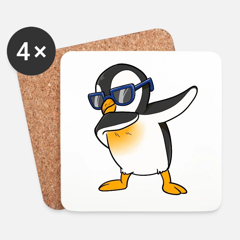 Cooler Pinguin Dab Südpol Tanz Floss Tanzschritt - Untersetzer (4er-Set) - Weiß