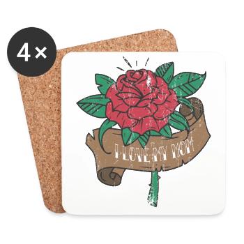 I love you mom mom - Coasters (set of 4) - white - Front