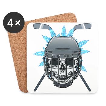 Bâton de hockey sur glace Sports d’hiver Rondelle de hockey - Dessous de verre (lot de 4) - blanc - Devant