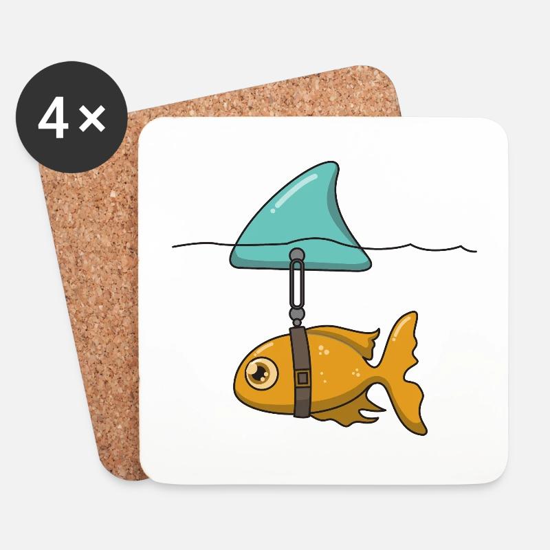 Fisch mit Haifischflosse - Untersetzer (4er-Set) - Weiß