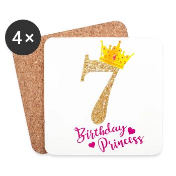 7 Geburtstag Prinzessin 7. Geburtstag geboren 2012 - Untersetzer (4er-Set) - Weiß - Vorne