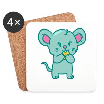 Nagetiere Maus Mäuse - Untersetzer (4er-Set) - Weiß - Vorne