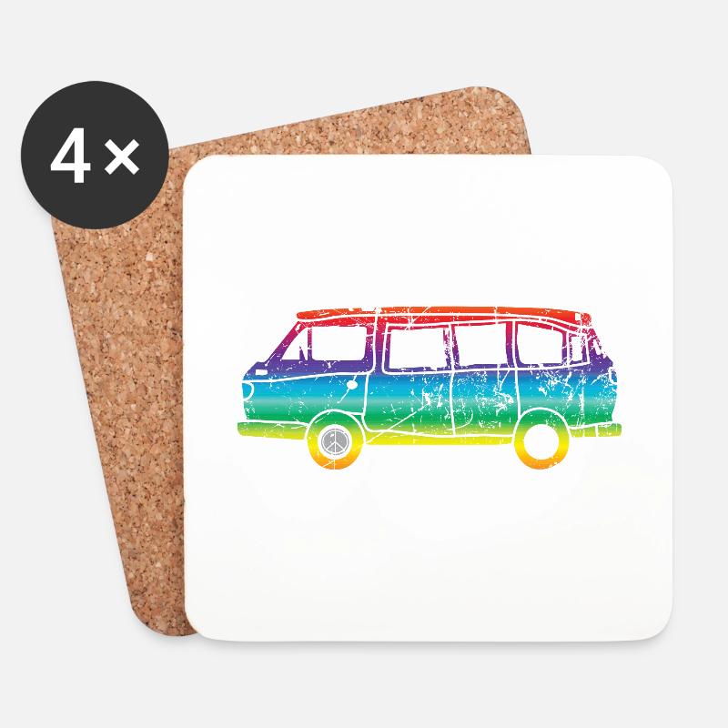 Peace Bus - Untersetzer (4er-Set) - Weiß
