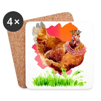 Aquarell Huhn - Untersetzer (4er-Set) - Weiß - Vorne