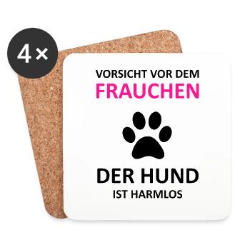 Vorsicht vor dem Frauchen - Untersetzer (4er-Set) - Weiß - Vorne