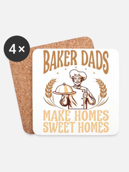 Lustiges Bäcker Papa Konditor Vater Geschenk - Untersetzer (4er-Set) - Weiß
