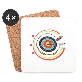 Tir à l'arc cadeau sportif cible - Dessous de verre (lot de 4) - blanc - Devant