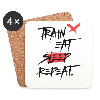Train Eat Sleep Repeat - Motivation de la formation - Dessous de verre (lot de 4) - blanc - Devant
