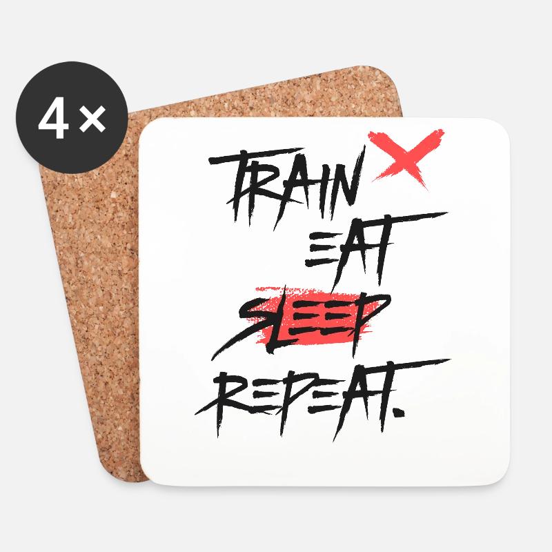 Train Eat Sleep Repeat - Training Motivation - Untersetzer (4er-Set) - Weiß