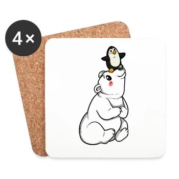Penguin polar bear polar bear friendship south pole friend - Coasters (set of 4) - white - Front