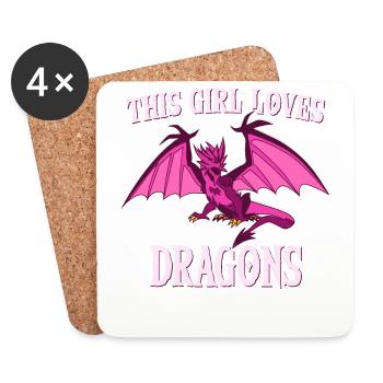 Cette fille aime les dragons, cadeau de fille dragon - Dessous de verre (lot de 4) - blanc - Devant