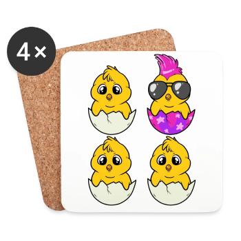 Poulet Punk Poulet Poulet Punker Bébé Individuel - Dessous de verre (lot de 4) - blanc - Devant