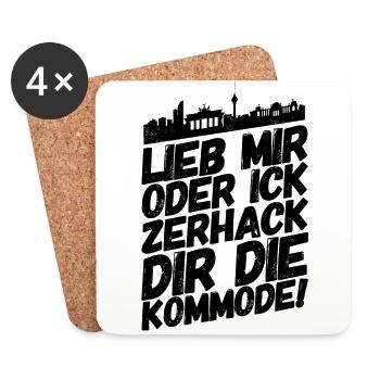 Berlin Berliner Lustige Sprüche Mundart Kommode - Untersetzer (4er-Set) - Weiß - Vorne