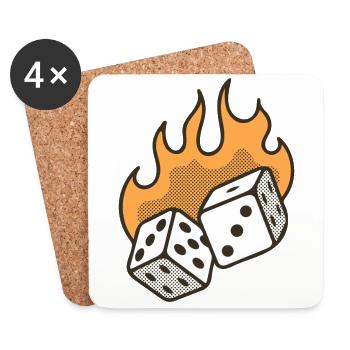 Würfel und Flamen - Untersetzer (4er-Set) - Weiß - Vorne
