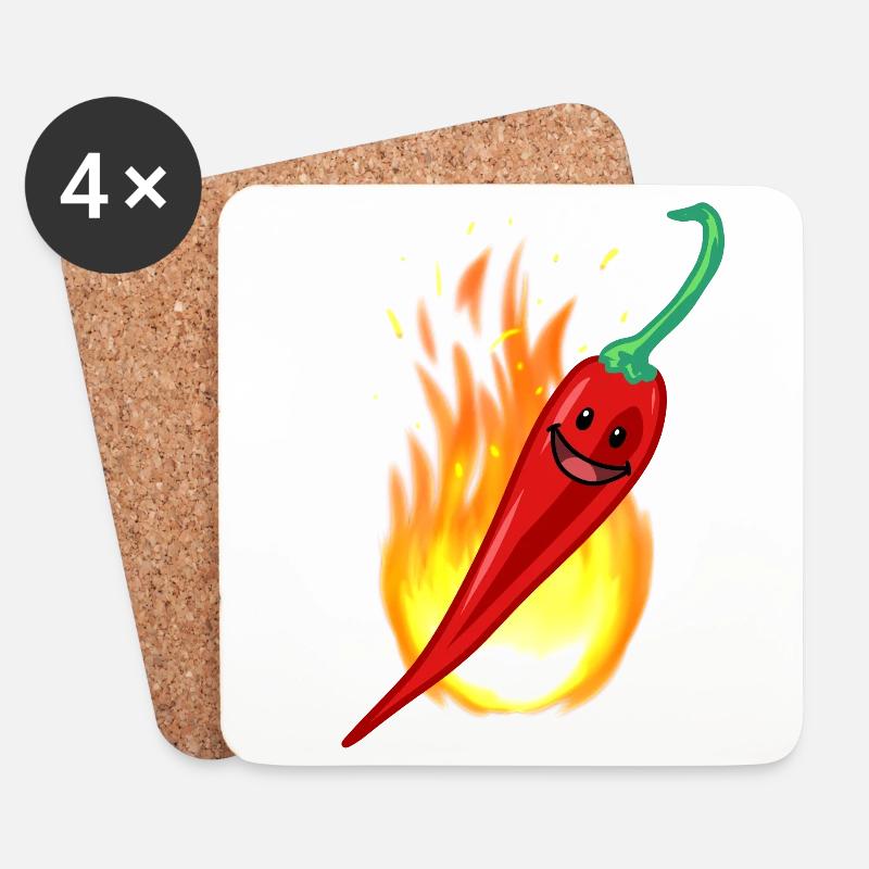 Peperoni Chilli Restaurant scharf Gewürz Speise - Untersetzer (4er-Set) - Weiß