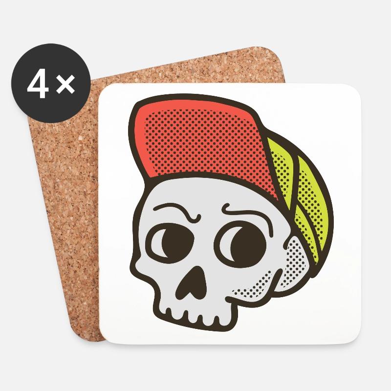 Skater Skull - Untersetzer (4er-Set) - Weiß
