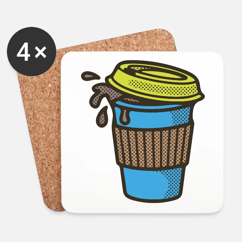 Coffee to go Becher - Untersetzer (4er-Set) - Weiß