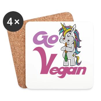 Vegan Unicorn Carrot Go Cadeau végétalien végétarien - Dessous de verre (lot de 4) - blanc - Devant