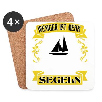 Weniger Arbeiten mehr Segeln Segelboot Segler - Untersetzer (4er-Set) - Weiß - Vorne