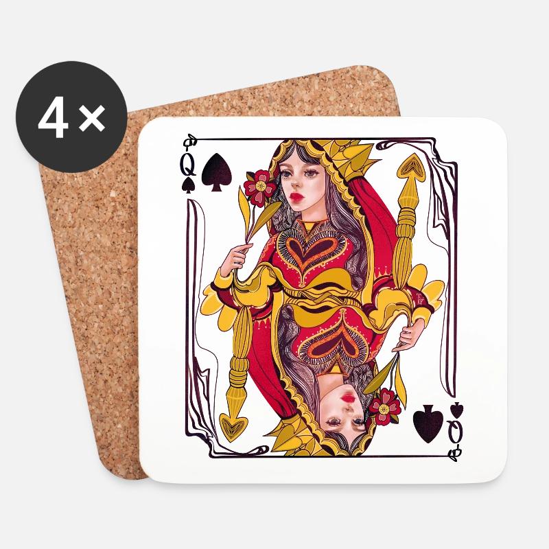 Queen of Spades - Untersetzer (4er-Set) - Weiß