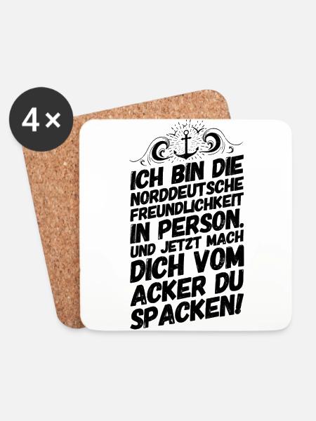 Plattdeutsch Spruch Sprüche Norddeutschland Ironie - Untersetzer (4er-Set) - Weiß