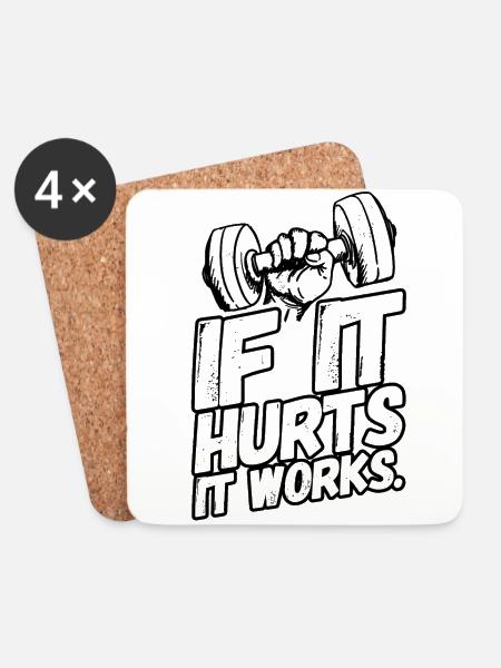 Fitness Workout Sport Sprüche Schmerzen - Untersetzer (4er-Set) - Weiß