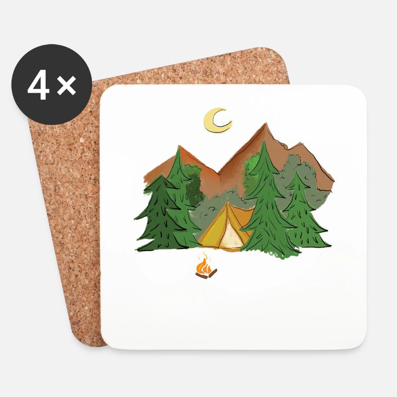 camping - Coasters (set of 4) - white