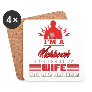KICKBOXING Wife - Untersetzer (4er-Set) - Weiß - Vorne