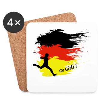 Go Girls Germany / Deutschland Frauen Fussball - Untersetzer (4er-Set) - Weiß - Vorne