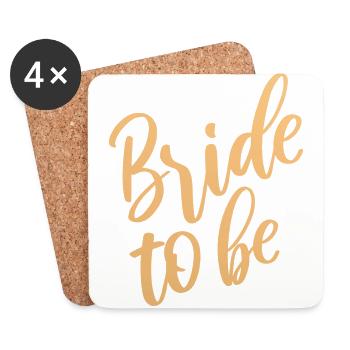 Mariée - Bachelorette - Or - Mariée pour être - Dessous de verre (lot de 4) - blanc - Devant