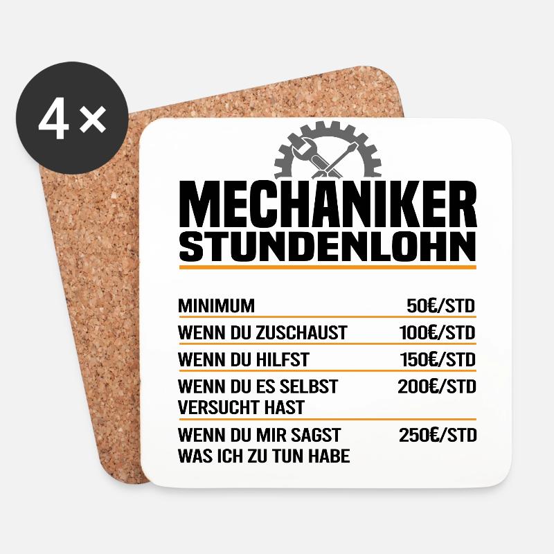 Der Stundenlohn von Mechaniker - Untersetzer (4er-Set) - Weiß