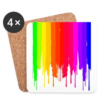 LGBTQ tropfender Regenbogen - Untersetzer (4er-Set) - Weiß - Vorne