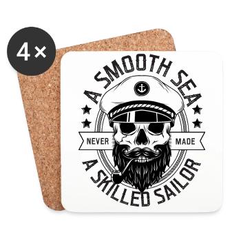 Sailor Skull Sailor Lake Captain Seafarer - Coasters (set of 4) - white - Front