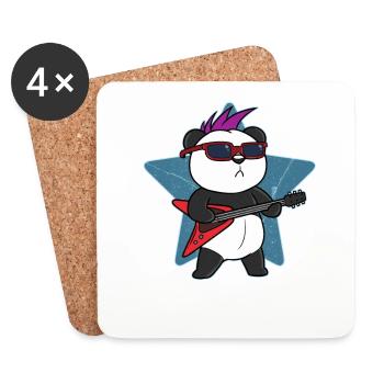 Panda Rock n Roll Rocker Bärchen Bär Gitarre Musik - Untersetzer (4er-Set) - Weiß - Vorne
