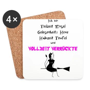 Part-time angel, witch, full-time crazy person - Coasters (set of 4) - white - Front