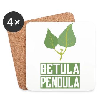Tilleul avec feuilles / cadeau de feuilles - Dessous de verre (lot de 4) - blanc - Devant