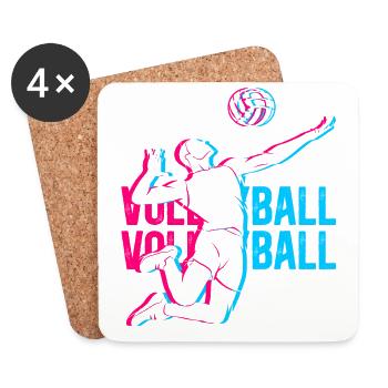 volley-ball - Dessous de verre (lot de 4) - blanc - Devant