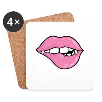 Halloween Vampir Beißen Mund Geschenk Lippen - Untersetzer (4er-Set) - Weiß - Vorne