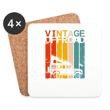 Vintage Offroad - Eckiger Geländewagen | Retro - Untersetzer (4er-Set) - Weiß - Vorne