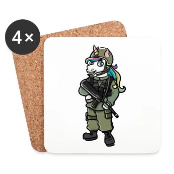 Un cadeau de licorne militaire pour les soldats - Dessous de verre (lot de 4) - blanc - Devant