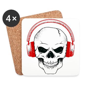 skull Dj music headphones Hardrock Techno House - Coasters (set of 4) - white - Front