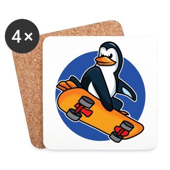 Cooler Pinguin auf einem Skateboard - Untersetzer (4er-Set) - Weiß - Vorne