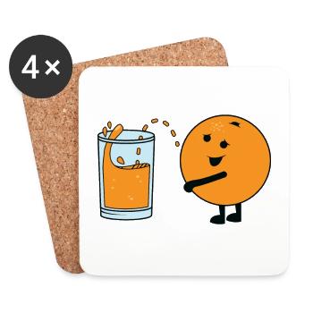 Orange Pee Pinkelde orange urinierende Orangesaft - Untersetzer (4er-Set) - Weiß - Vorne