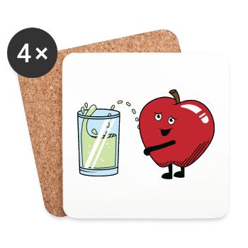 Apple Pee Pinkelnder Apfel Saft frucht getränk - Untersetzer (4er-Set) - Weiß - Vorne
