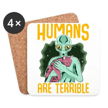 Astronautes extraterrestres chats UFO, cadeau de fan - Dessous de verre (lot de 4) - blanc - Devant