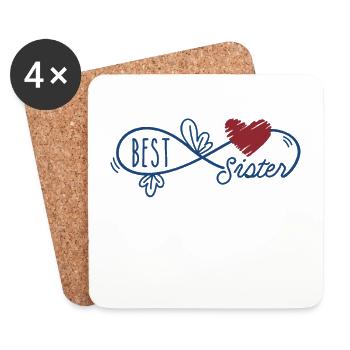 meilleures sœurs aimant la famille - Dessous de verre (lot de 4) - blanc - Devant